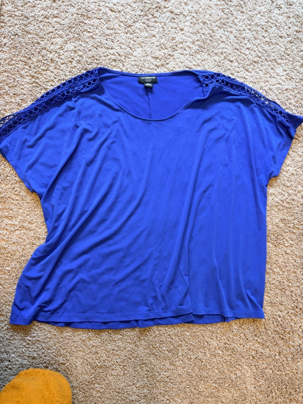 Liz Claiborne Royal Blue Women's Crochet-Shoulder Top
